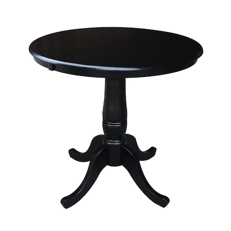 International Concepts Round 36 in Rd Top Pedestal Table, 12 in Leaf, 28.9 inH, Dining Height, Black, 36 W, 48 L, Wood K46-36RXT